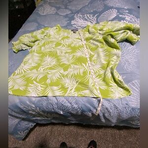Green Leaf Print Shirt